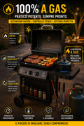 Barbecue A Gas Termometro Grill Pietra Portatile Con Fornello Laterale Ruote
